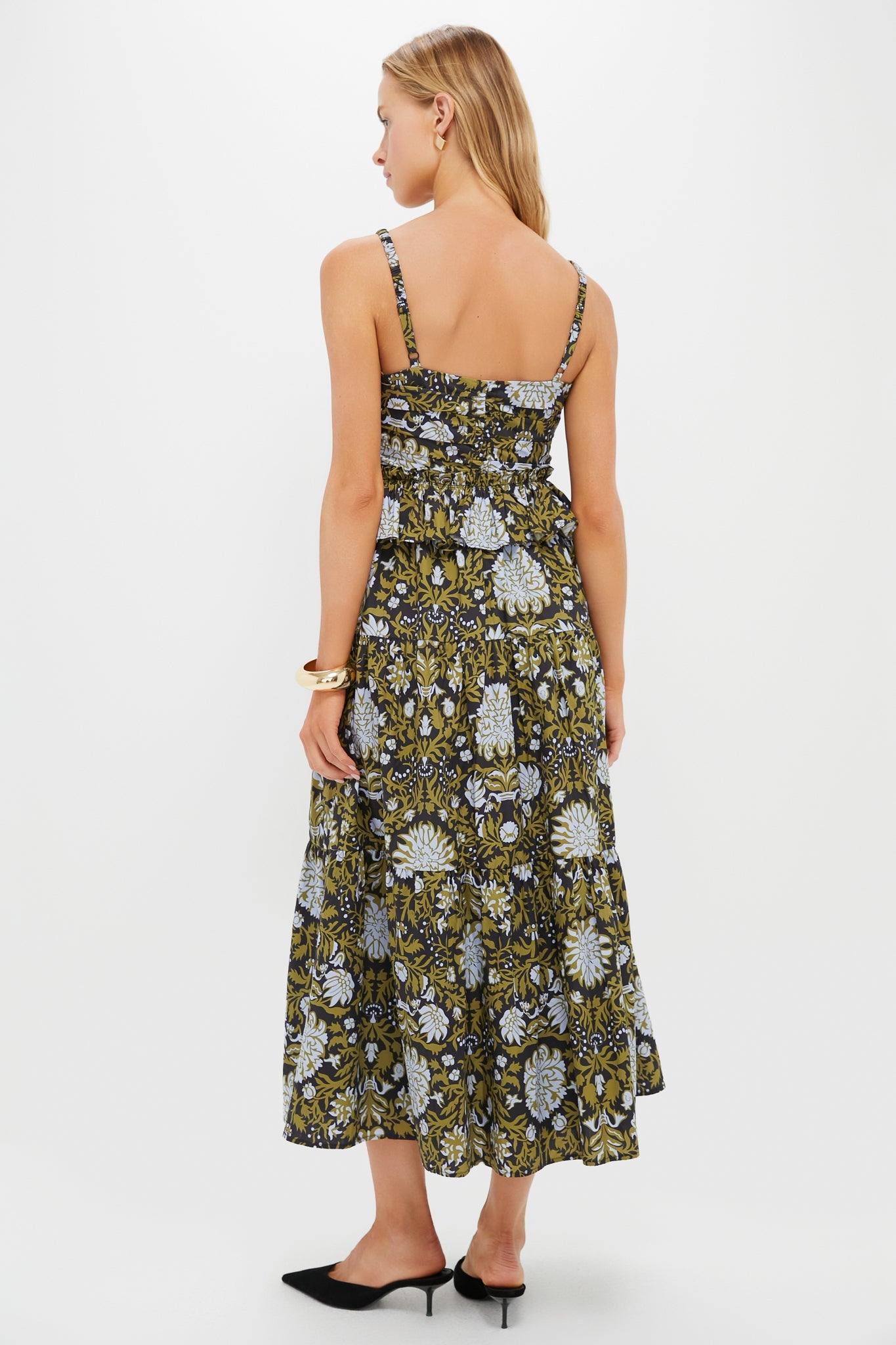 Black Floral Peplum Myles Midi Dress