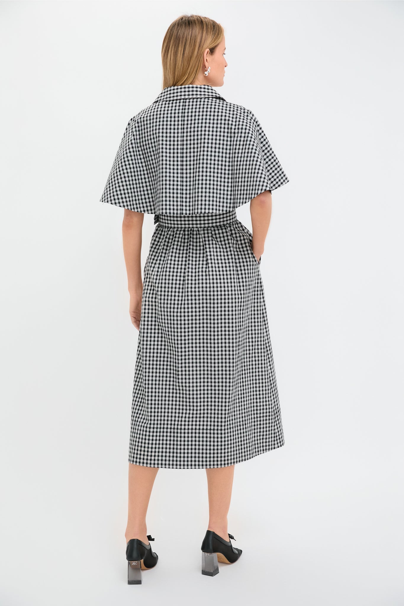 Black Gingham Cape Chloe Dress