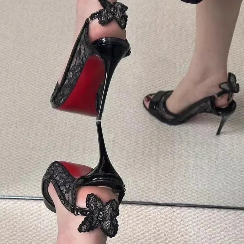 Lace Fish Mouth Gothic Tall Heel