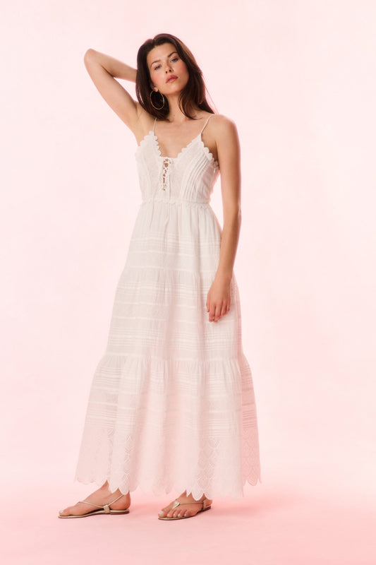 Terria Cotton Scalloped Maxi Dress