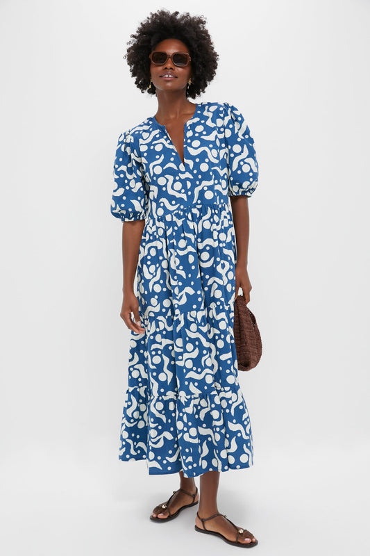 Exclusive Arcadia Navy Puff Sleeve Maxi Dress