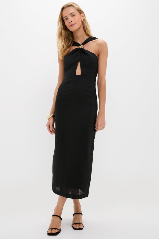 Black Linen Francis Maxi Dress