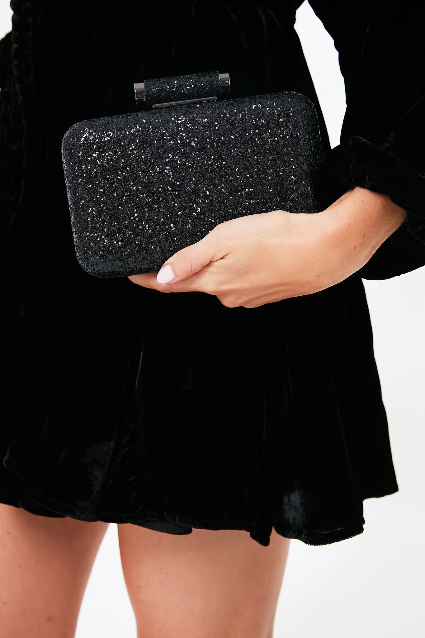Black Rosie Glitter Clutch
