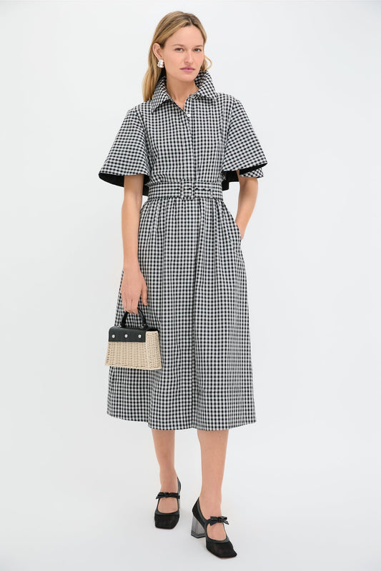Black Gingham Cape Chloe Dress