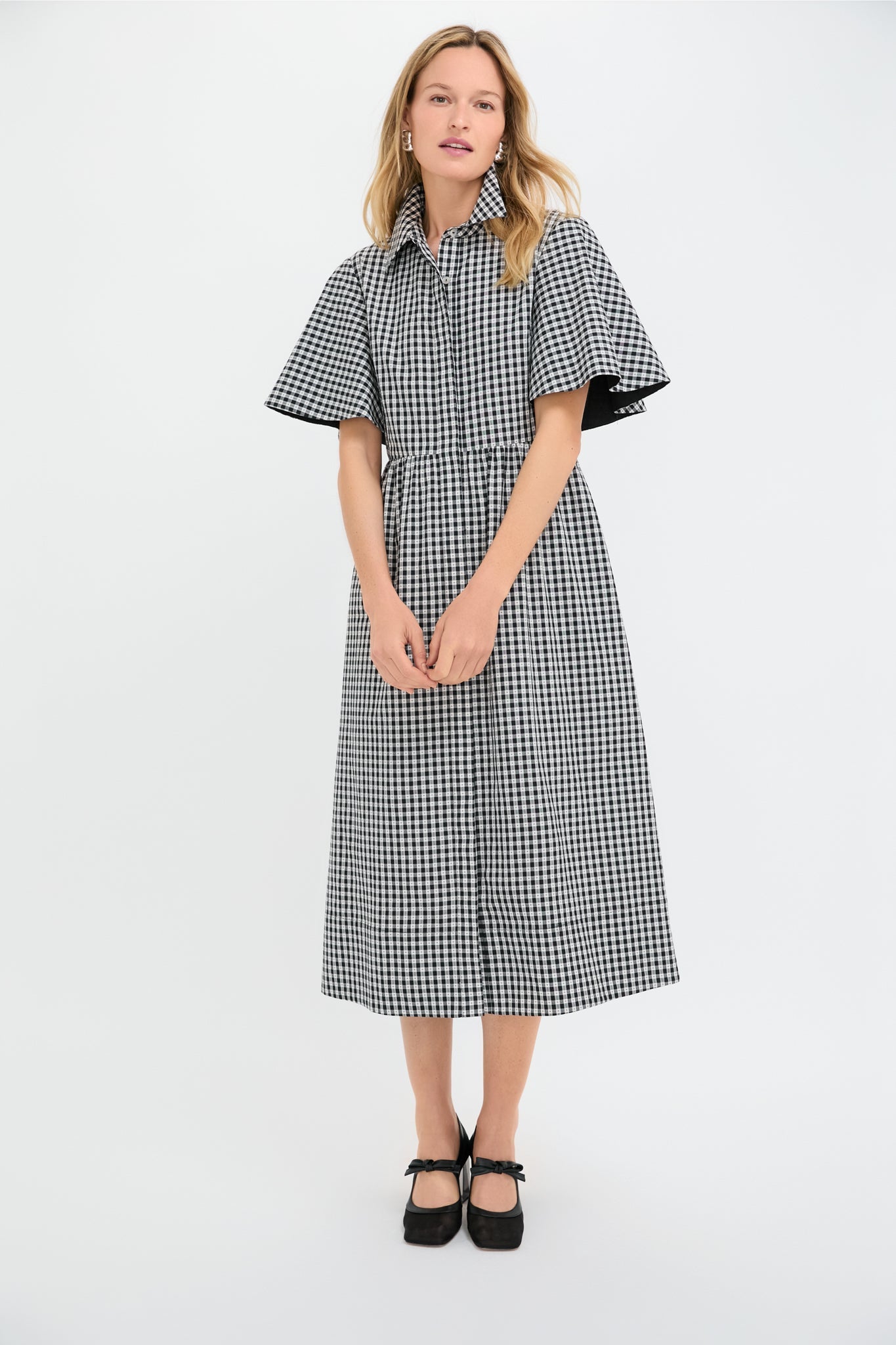 Black Gingham Cape Chloe Dress