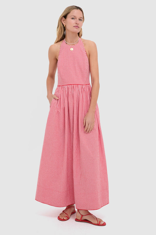 Red Gingham Halter Marcie Dress