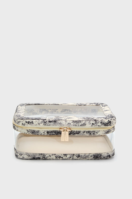 Noir Cypress Toile PVC Large Vanity Case