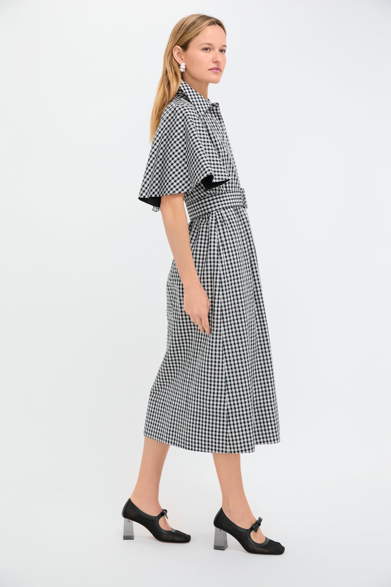 Black Gingham Cape Chloe Dress