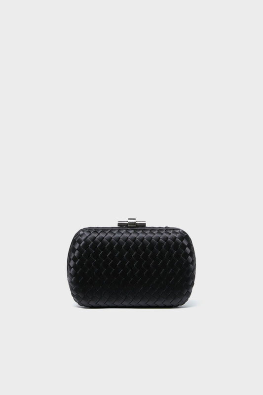 Black Evelyn Woven Clutch