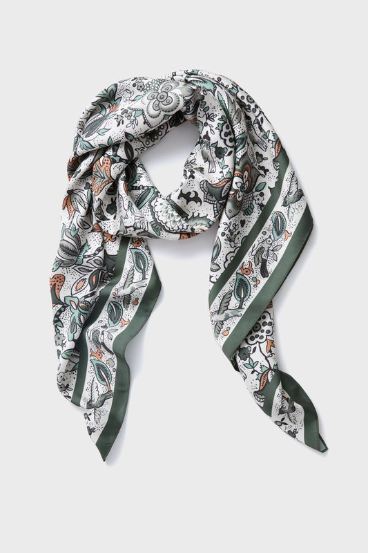 Olive Folk Floral Large Scarf