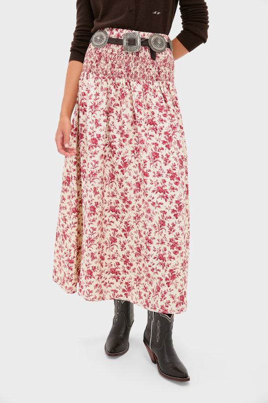 Pomegranate Bloom Smocked Benson Skirt