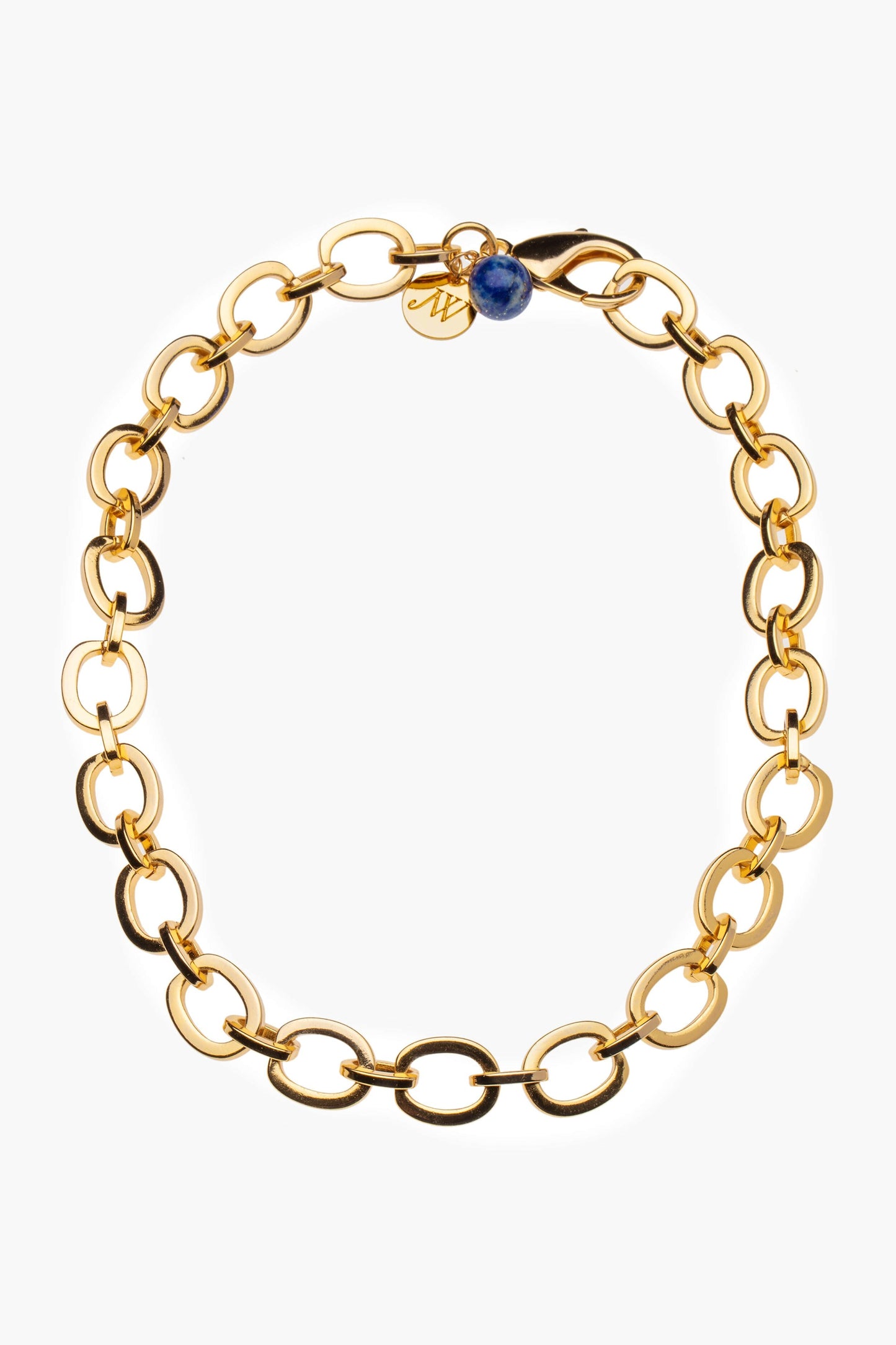 Chunky Link Chain with Lapis Bead