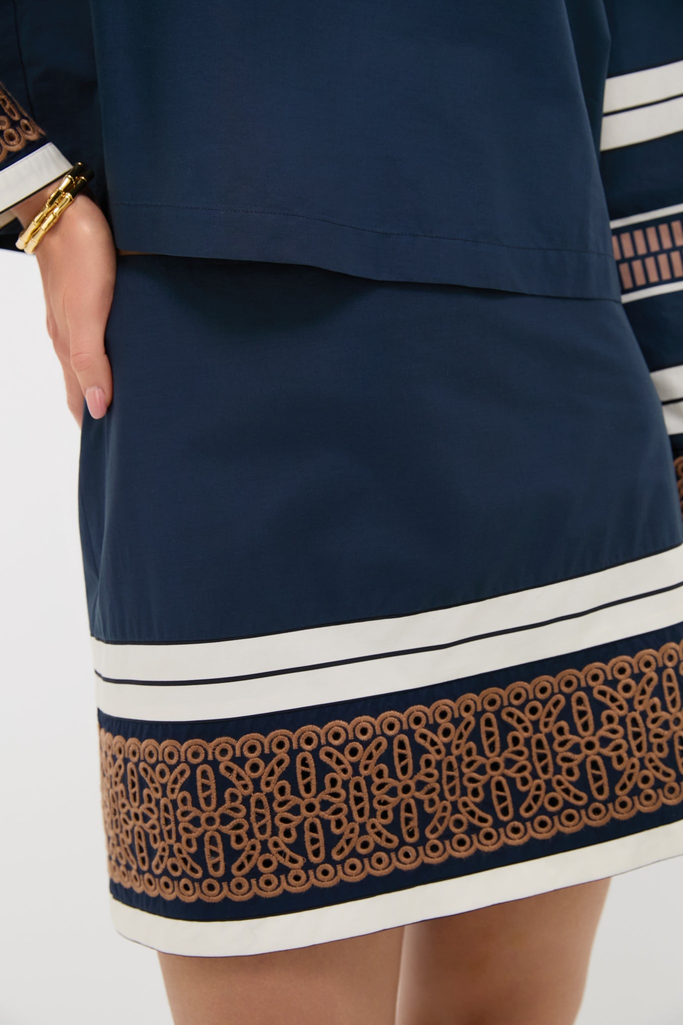 Riverside Stripe Cotton Eyelet Meg Mini Skirt