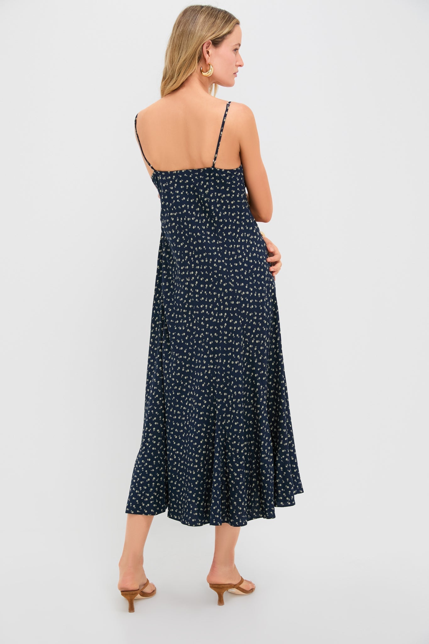 Midnight Daisy Printed Vintage Woven Sweetheart Sleeveless A-Line Dress