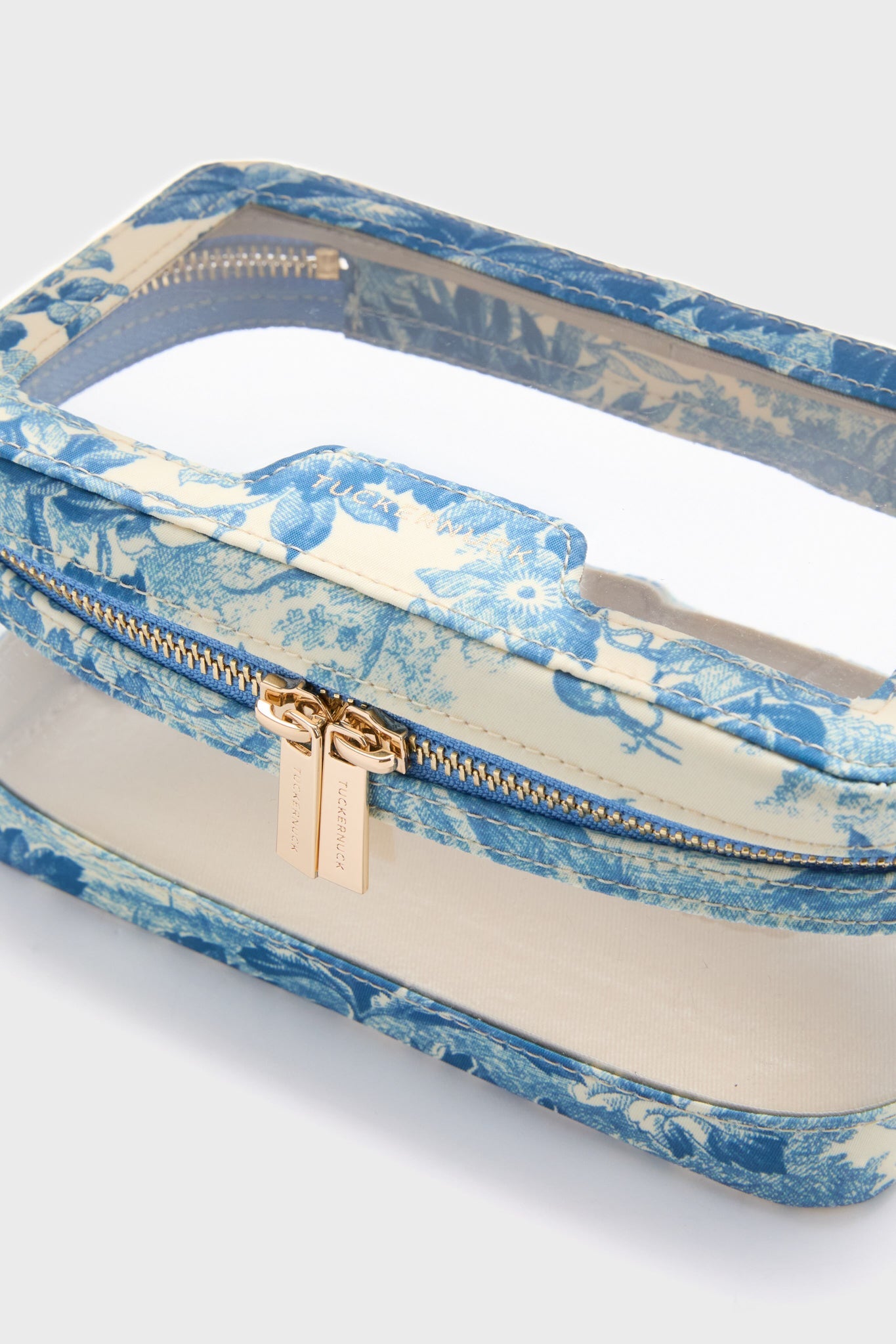 Misty Blue Toile PVC Small Vanity Case